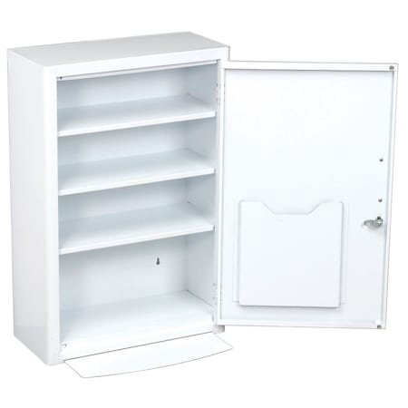 Global Industrial Steel Medicine Cabinet With Pull Out Shelf 18W x 8D x 27H, White 269940